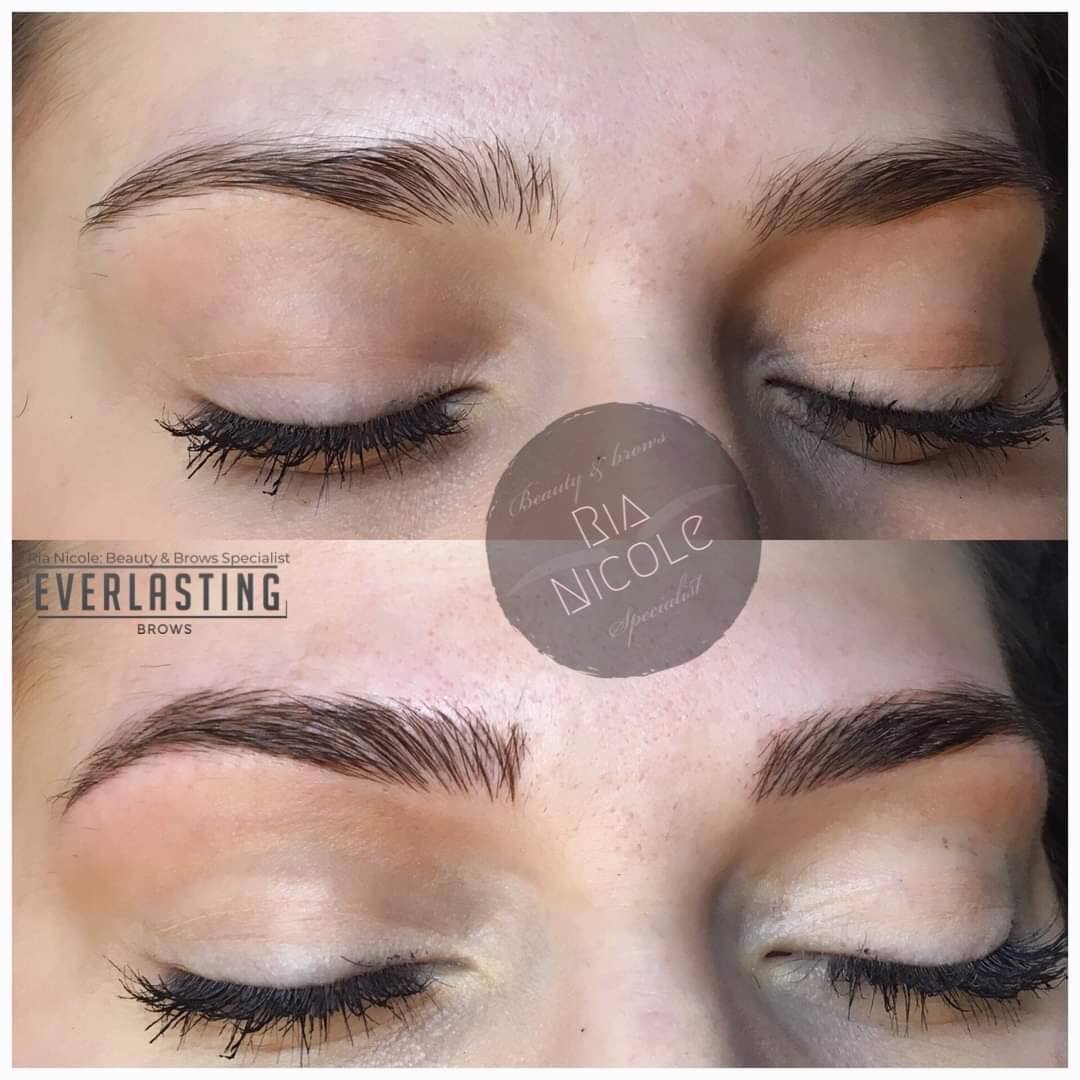 Before and after microblading eyebrows